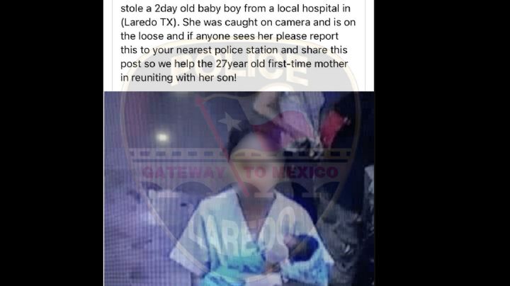 Advierte Policía de Laredo sobre noticia falsa de enfermera que roba bebé de hospital
