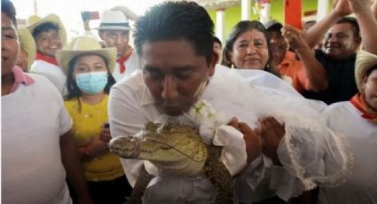 Alcalde de Oaxaca celebra nupcias... ¡Con un caimán!; festejan con gran fiesta en el pueblo. VIDEO