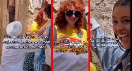 VIDEO: "¡Es el Diablo!" Monja separa a dos mujeres besándose en sesión de fotos