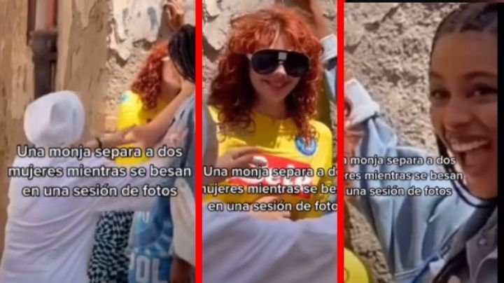 VIDEO: "¡Es el Diablo!" Monja separa a dos mujeres besándose en sesión de fotos