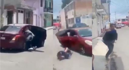 VIDEO: Secuestradores raptan a joven; él se arroja del auto en movimiento para escapar.