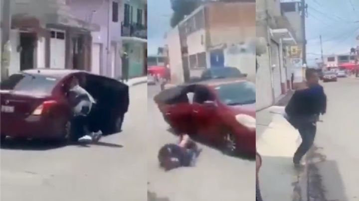 VIDEO: Secuestradores raptan a joven; él se arroja del auto en movimiento para escapar.