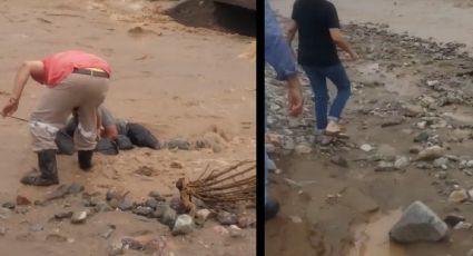 Con soga salvan a hombre de morir ahogado en Sonora tras lluvias torrenciales l Video