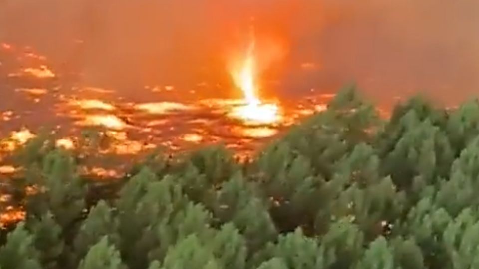 El video fue captado en Francia en el incendio de Gironde