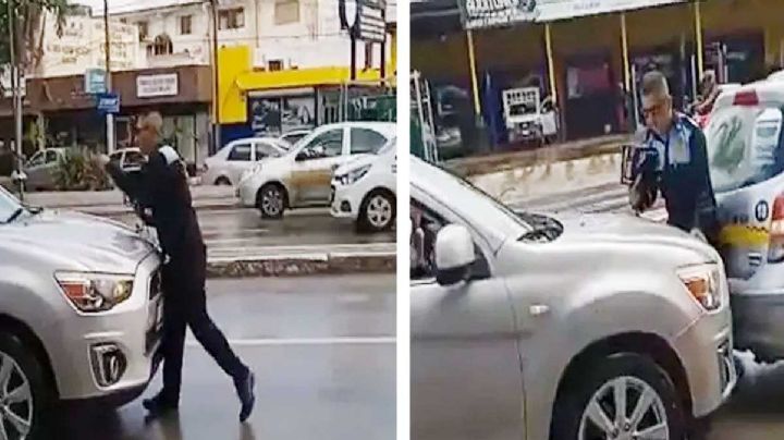 Maestra de Tamaulipas aplasta a un agente de tránsito para impedir infracción | VIDEO