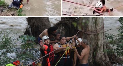 Rescatan a 10 personas, dos de ellas niños, en pleno cauce de un río