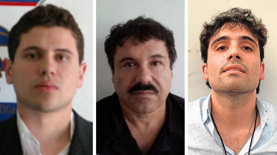 Iván Archivaldo Guzmán, 'El Chapito' (izquierda), hijo de Joaquín Guzmán 'El Chapo' (Centro) y Ovidio Guzmán 'El Ratón' (derecha)