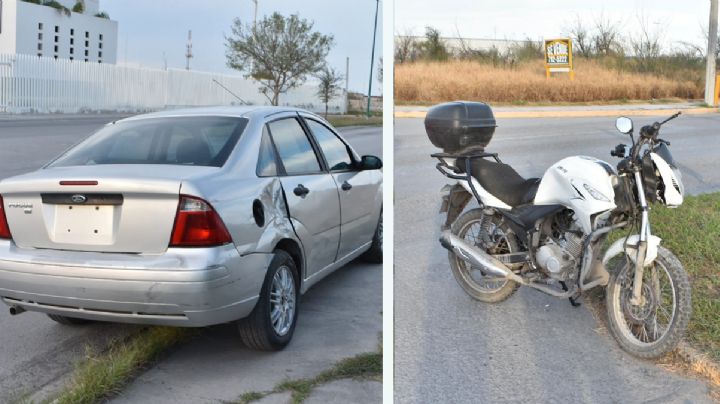 Choca moto de Banco Azteca contra Focus en el Bulevar Municipio Libre