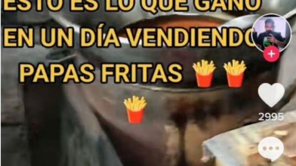 El vendedor gana mil 350 pesos al día en su puesto de papas fritas