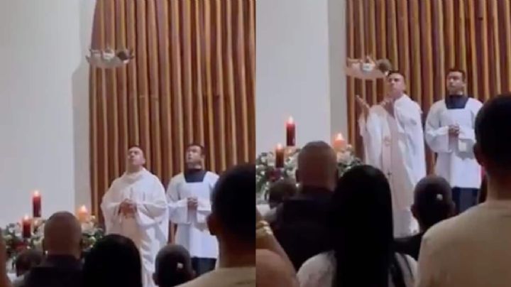 Niño Dios baja desde el techo durante una misa y sorprende a los feligreses | VIDEO