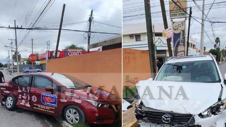 Conductor no respeta señal de alto y provoca tremendo choque en la colonia Madero
