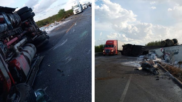 Impactante choque entre dos tráileres sacude la Carretera Libre a Monterrey