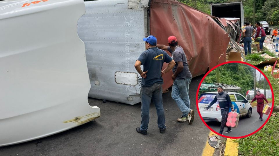 Las personas se preocuparon de todo menos del conductor, quien quedó atrapado en la cabina de la pesada unidad