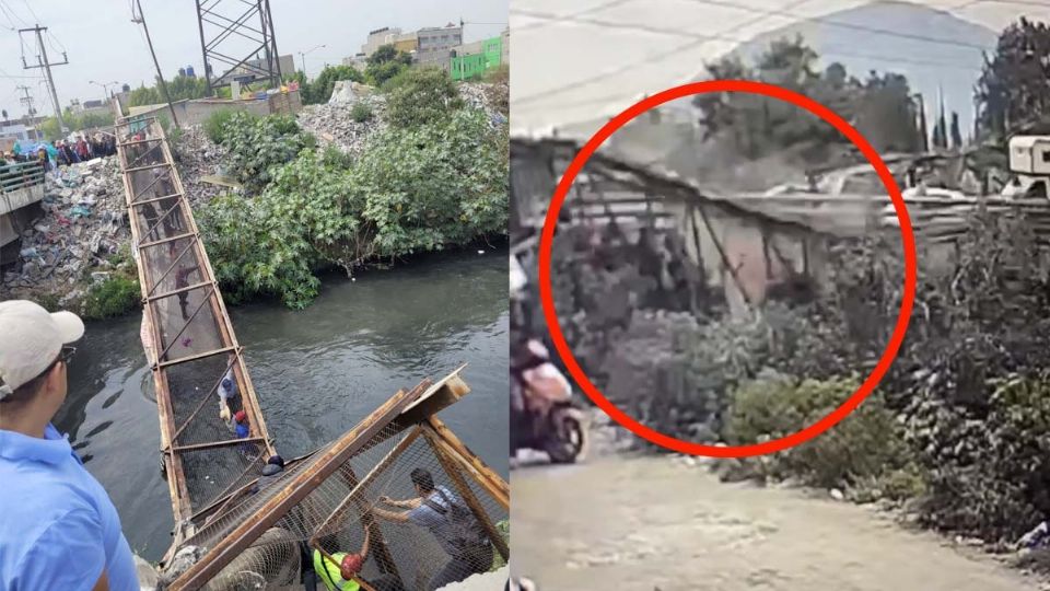 Así fue el desplome de puente peatonal en Nezahualcóyotl