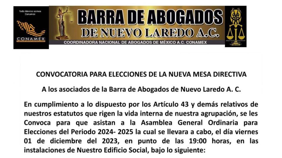 Convocatoria de la Barra de abogados