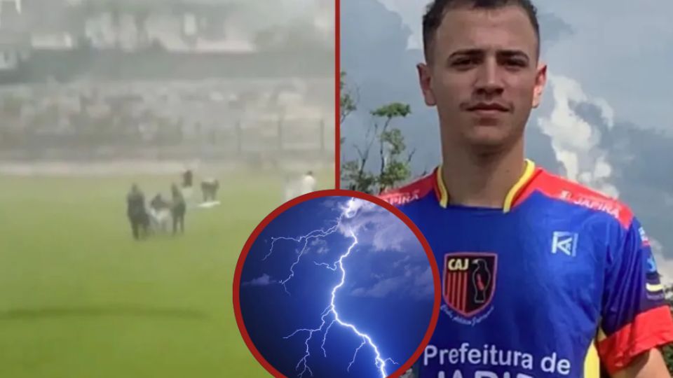 El joven futbolista cayó fulminado por la energía del fenómeno, ante la mirada incrédula de sus compañeros