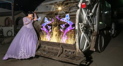 Buscan en redes a quinceañera que se tomó fotos con camión de basura para recompensarla