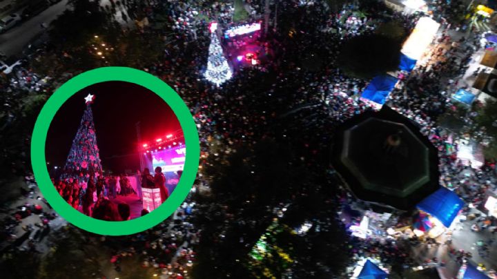¡Nuevo Laredo enciende su Pino de Navidad!; celebran 5 mil en la Plaza Hidalgo | FOTOS