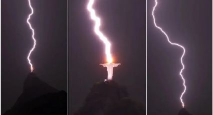 Rayo impacta cabeza del Cristo Redentor en Brasil | VIDEO