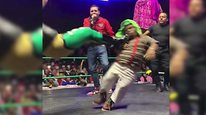 'Medio metro' es brutalmente golpeado en la Lucha Libre | VIDEO