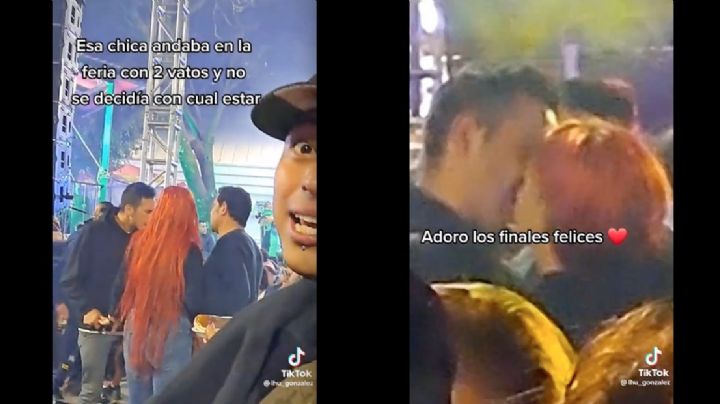 Mujer con dos novios 'causa envidia' en la feria | VIDEO