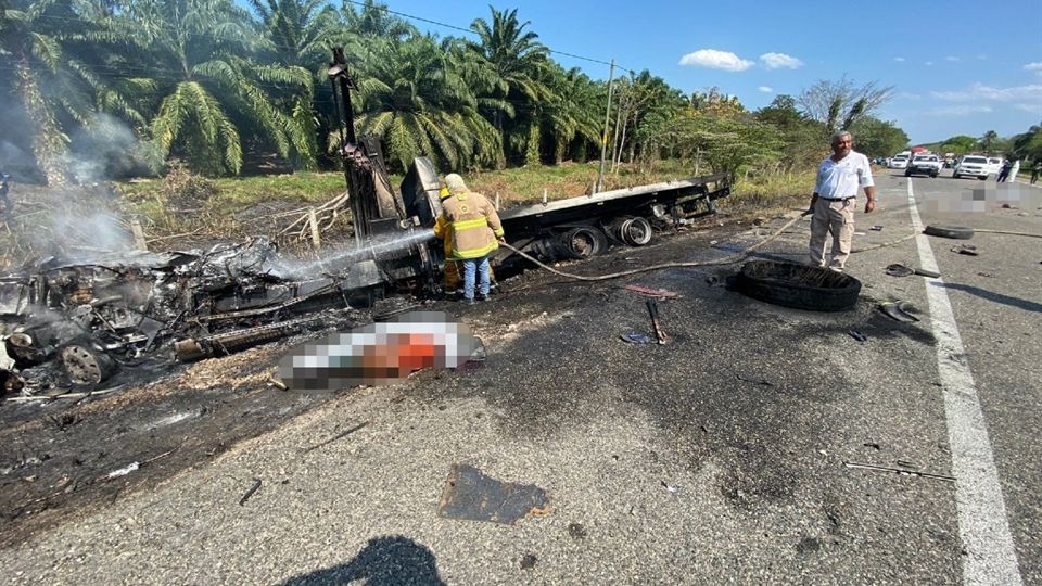 Esta tarde se registró un fuerte choque en la carretera de Catazajá a Palenque, Chiapas