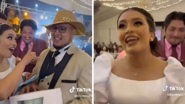 Le regalan pastel a novio con imagen de Karely Ruiz en plena boda; se enoja la novia | VIDEO