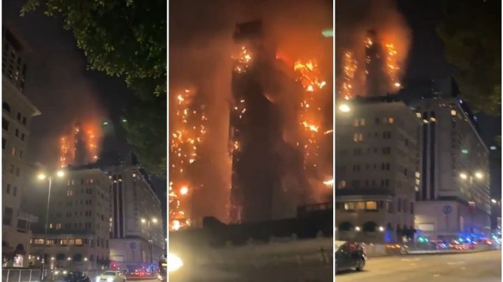 Se incendia edificio de Hong Kong; hay dos lesionados y más de 100 evacuados | VIDEO