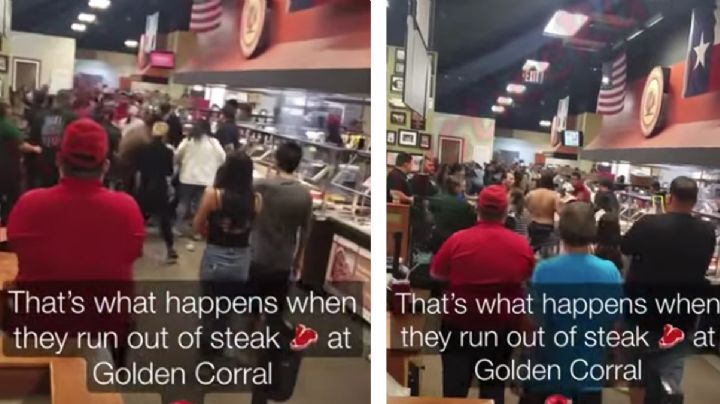 Se arma la pelea campal en el bufet del Golden Corral; se golpean por el último filete | VIDEO