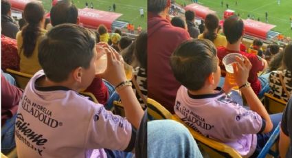 Captan a niño bebiendo cerveza en estadio de México | FOTOS