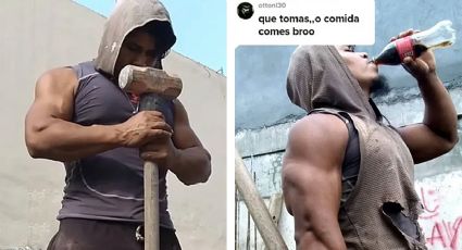 Albañil luce impresionante musculatura; nunca ha ido al gimnasio, solo come pan y Coca Cola | VIDEO