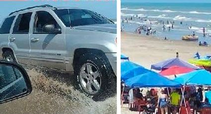 Se meten con su Jeep a Playa Bagdad y aplastan a una bebé; huyen del lugar