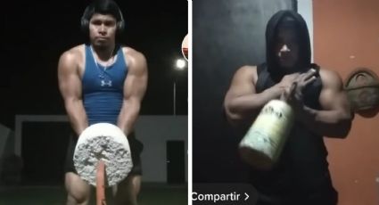 Albañil usa pesas de cemento para lucir increíble musculatura | VIDEO