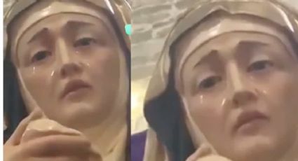 Figura de la Virgen María llora durante misa en Semana Santa | VIDEO