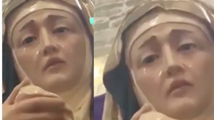 Figura de la Virgen María llora durante misa en Semana Santa | VIDEO