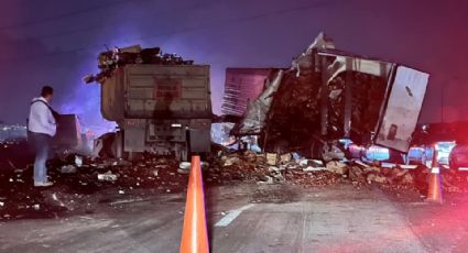 Mortal choque por alcance deja a trailero calcinado en la Carretera Monterrey-Saltillo