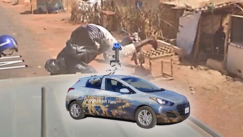 Google Maps Street View choca con moto y documenta accidente