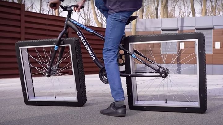 Ingeniero crea bicicleta con llantas cuadradas y pasea con ella | VIDEO