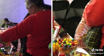 Abuelita arrasa con mesa de postres en fiesta de XV años; la exhiben en redes | VIDEO