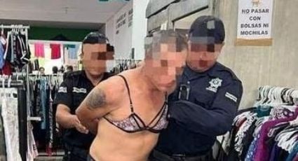 Con ropa interior de mujer, detienen a hombre drogado y alcoholizado en tienda