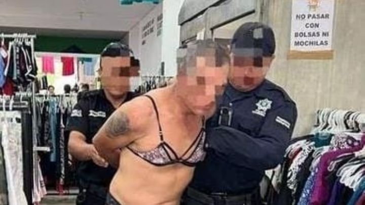 Con ropa interior de mujer, detienen a hombre drogado y alcoholizado en tienda