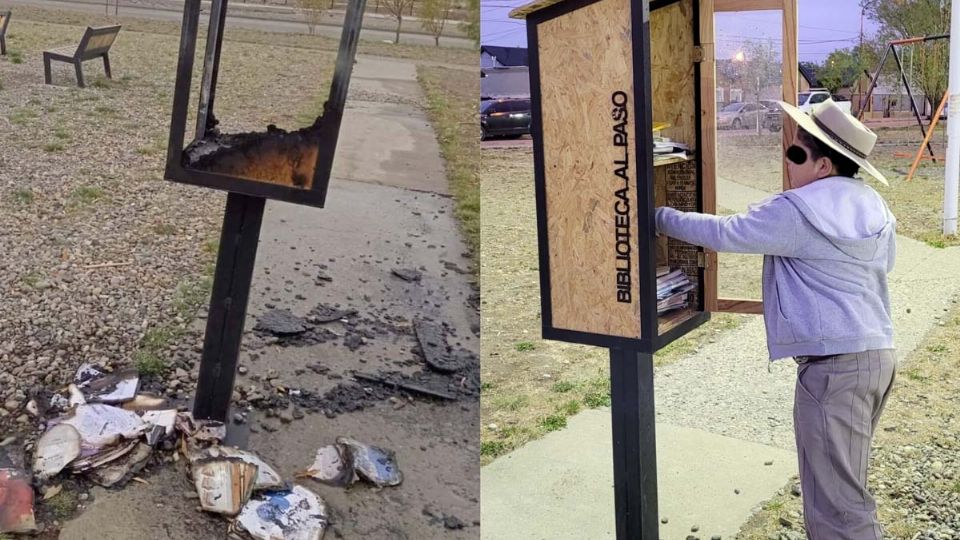 Niño pone biblioteca en parque y se la queman