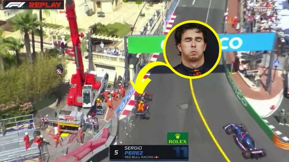 Checo Pérez queda fuera tras haber chocado en curva