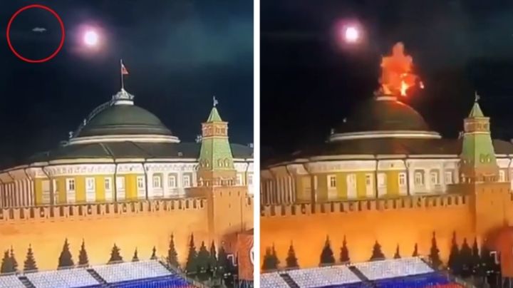 Momento exacto en que drones atacaron el Kremlin; intentaron asesinar a Putin, acusa Rusia | VIDEO