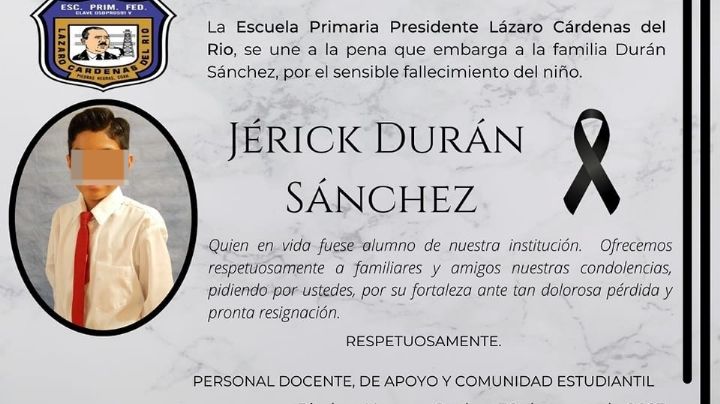 Primaria lamenta muerte de Jérick: 'por siempre te extrañaremos'