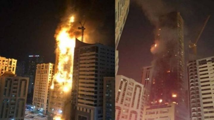 Impresionante incendio envuelve a rascacielos en Emiratos Árabes Unidos | VIDEO