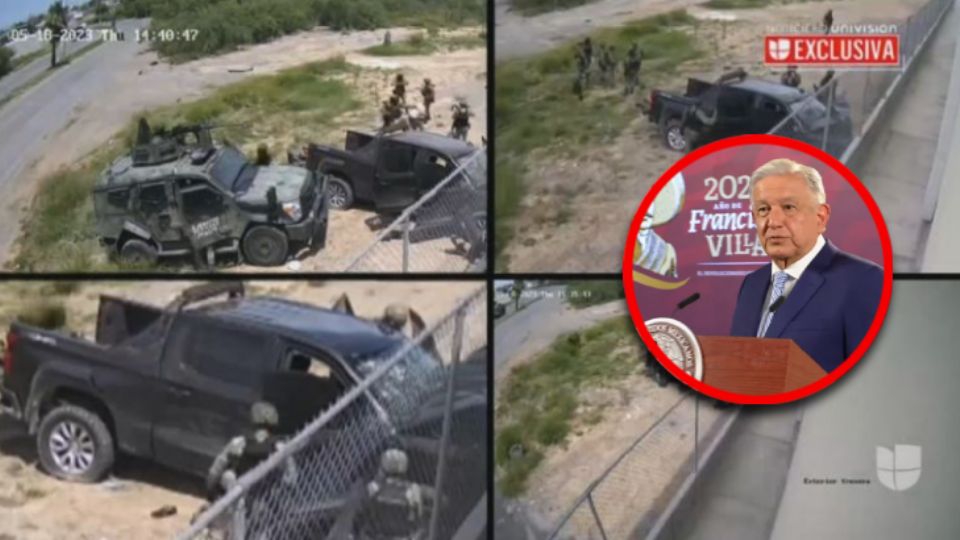 Los videos publicados por el medio Univisión, muestran el momento en el que los supuestos soldados atacan a la camioneta negra, dándoles muerte a sus pasajeros