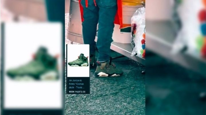 Taquero de carnitas calza tenis de 15 mil pesos; sorprende en redes sociales
