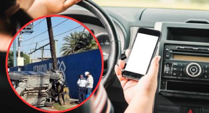 Recibe mensajes de su trabajo al celular y vuelca su auto