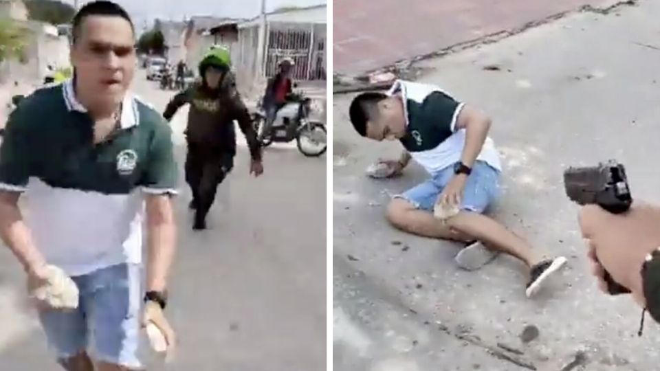 El hombre intentó agredir con una piedra al policía